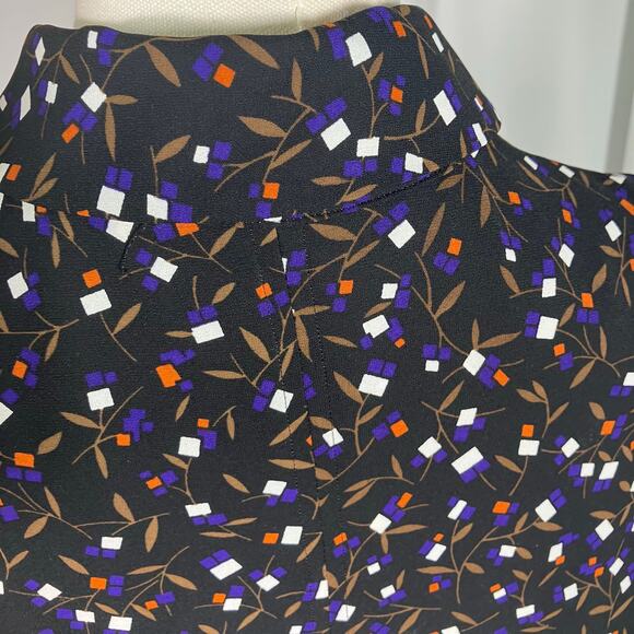 Anne Klein Black Sleeveless Shirt Dress Sz 8 Abstract Print Button Front - Picture 12 of 16